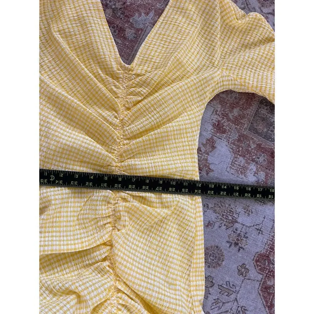 Staud Panier Yellow Gingham Mermaid Midi Dress Womens Size 6 Stretch - Picture 8 of 10